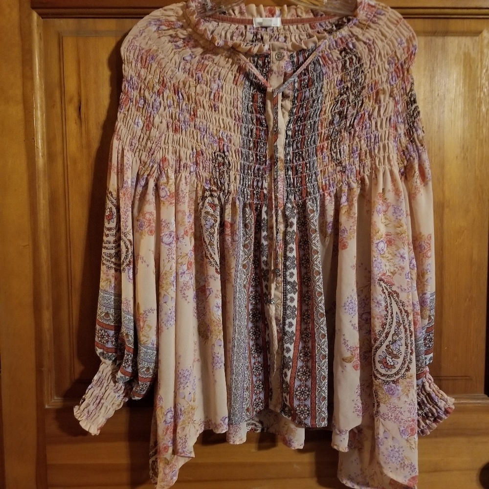 Bohemian Blouse Sheer by C+J size Small Women's Whimsical Fairy
